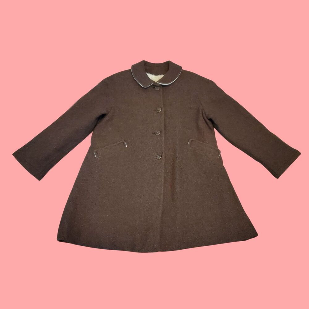 Girl's Vintage 60's Curtsy Brown Wool Coat